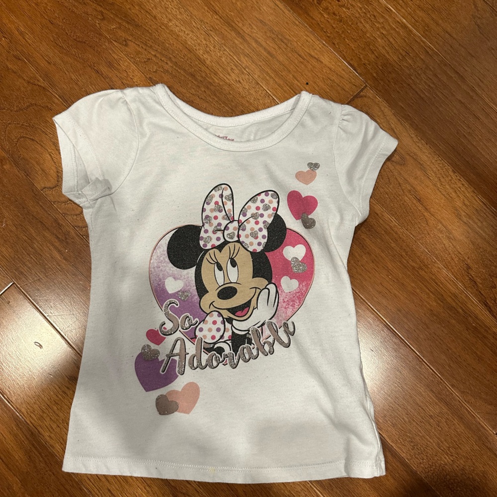 Disney Minnie Mouse White and Pink Kids Tee - Picture 2 of 4